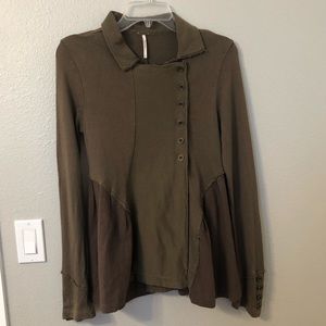 Free People Olive Sweater Jacket Tunic